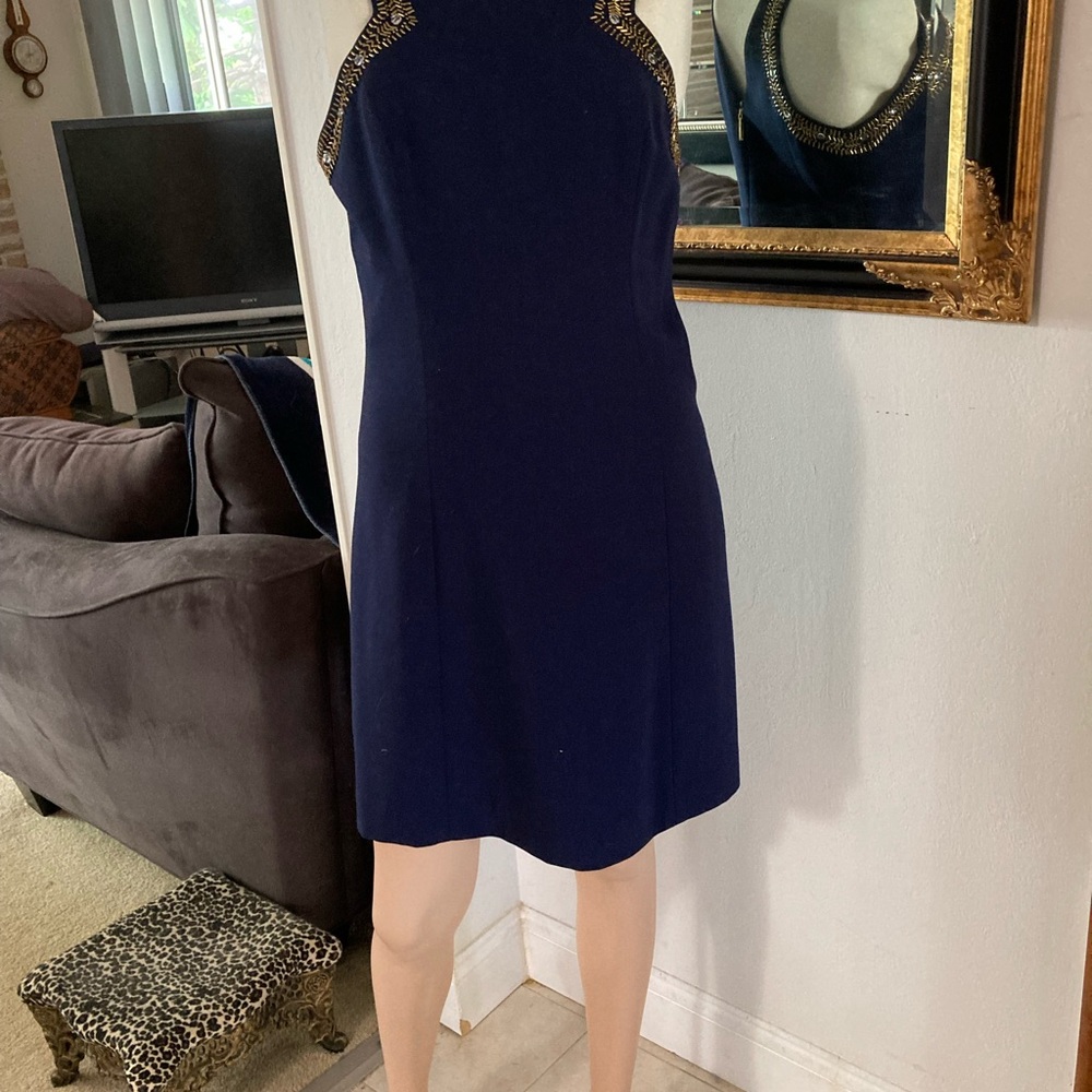 Lilly Pulitzer Navy Blue Beaded Shift Dress